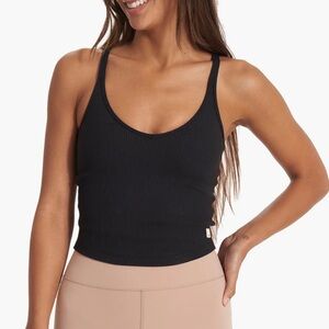 Vuori Rib Crop Tank in Black Womens Size Small